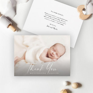 Modern Script Photo Baby Thank You Card