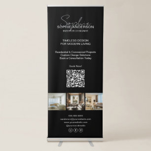 Modern Script Photo Black Professional Business Retractable Banner