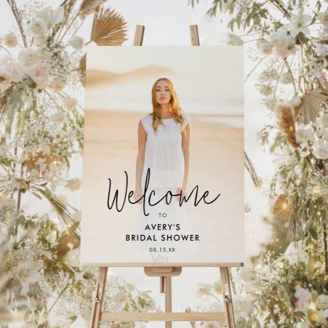 Modern Script Photo Bridal Shower Welcome Sign (Creator Uploaded)