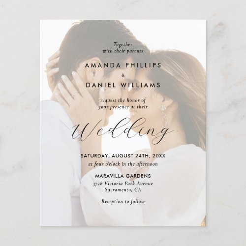 Modern Script Photo Budget Wedding Invitation