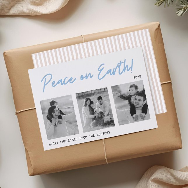 Modern Script Photo Christmas Letterpress Card (Creator Uploaded)