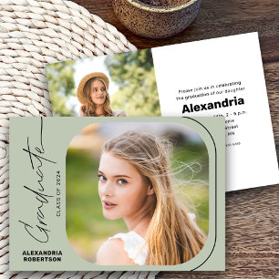 Modern Script Photo Class of 2025 Graduation Party Invitation