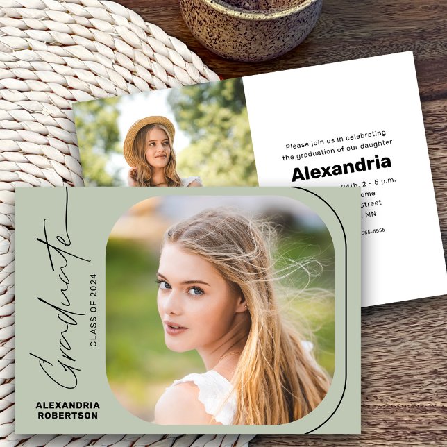 Modern Script Photo Class of 2025 Graduation Party Invitation (Creator Uploaded)