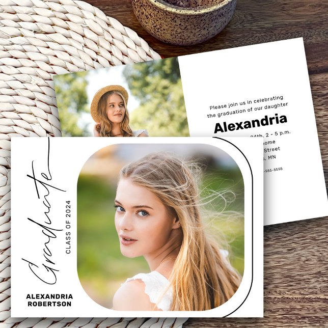 Modern Script Photo Class of 2025 Graduation Party Invitation (Creator Uploaded)