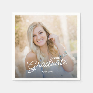 Modern Script Photo Class of 2026 Graduation Napkins
