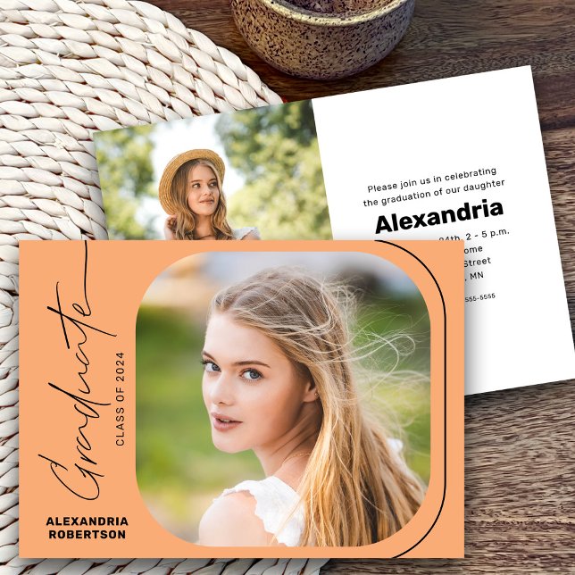 Modern Script Photo Class of 2026 Graduation Party Invitation (Creator Uploaded)