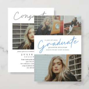 Modern Script Photo Collage Graduation Invitation