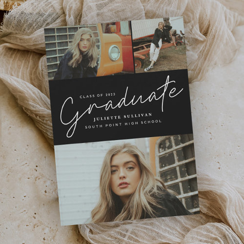 Modern Script Photo Collage Graduation
