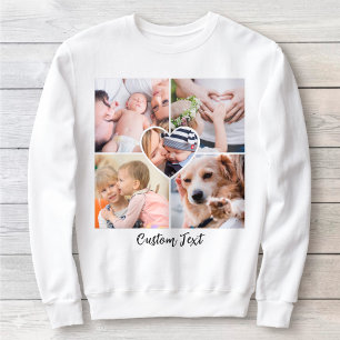 Modern Script Photo Collage Heart w/ Custom Text  Sweatshirt