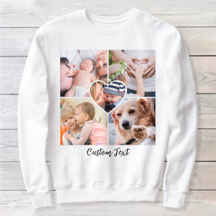 Modern Script Photo Collage Heart w/ Custom Text  Sweatshirt