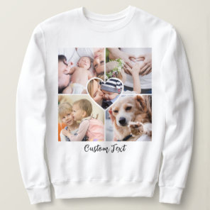 Modern Script Photo Collage Heart w/ Custom Text  Sweatshirt
