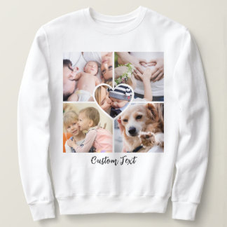 Modern Script Photo Collage Heart w/ Custom Text Sweatshirt