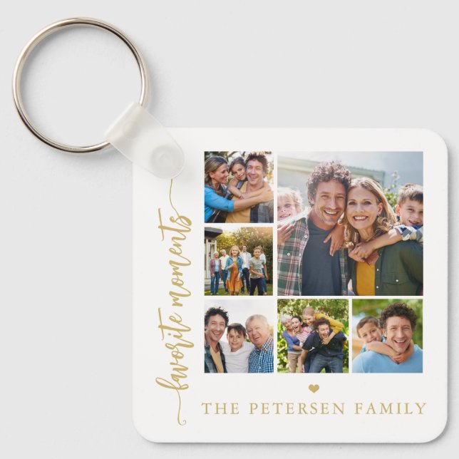 Modern script photo collage personalized keychain (Front)