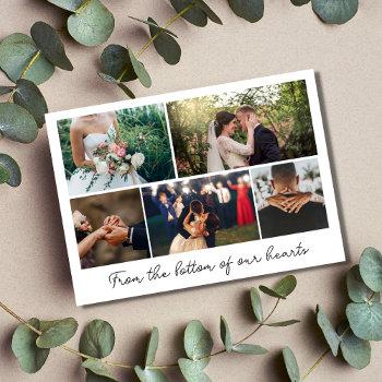 Modern Script Photo Collage Wedding Thank You by stylelily at Zazzle