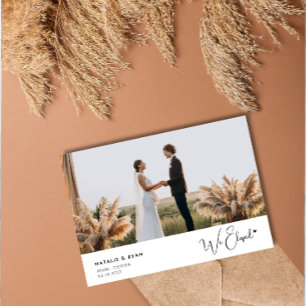 modern script photo elopement announcement