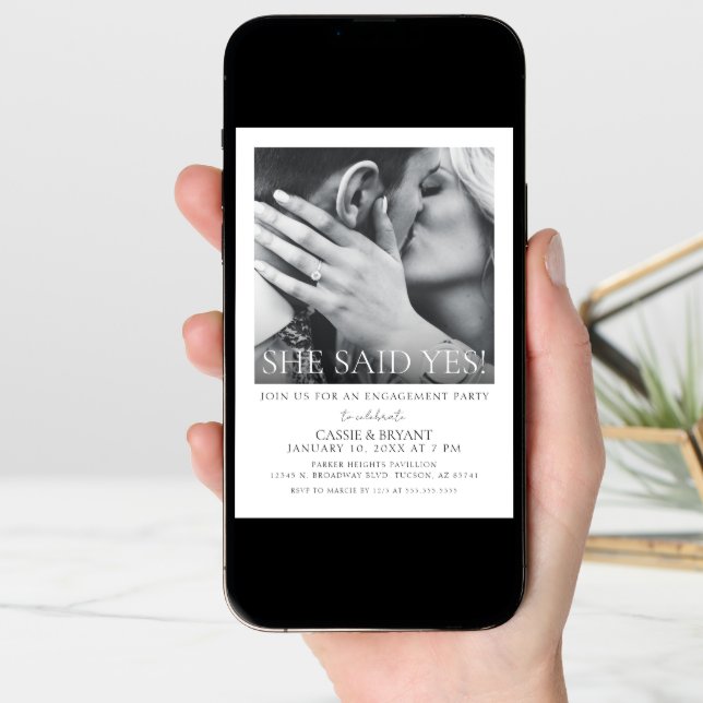 Modern Script Photo Engagement Party Invitation (Front Digital)