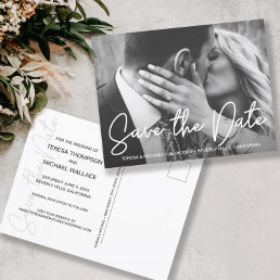 Modern Script Photo Engagement Save The Date Postcard