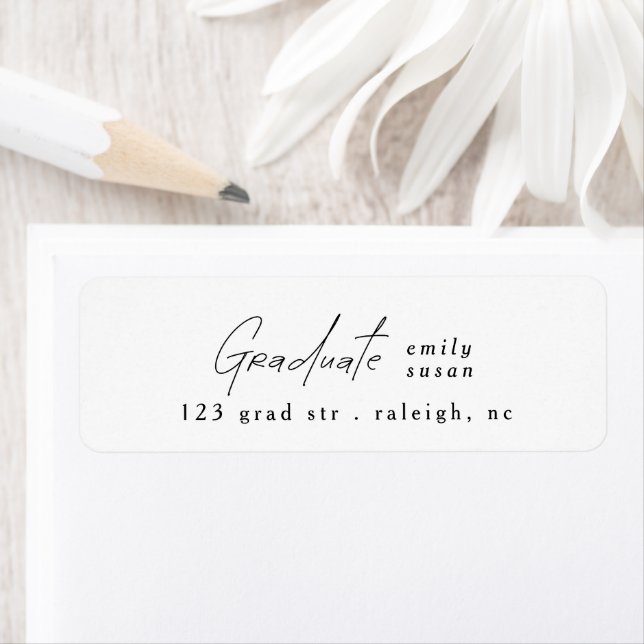 Modern Script Photo Graduate Return Address Label (Insitu)