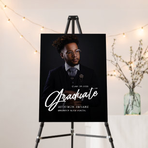 Modern Script Photo Graduate Welcome sign