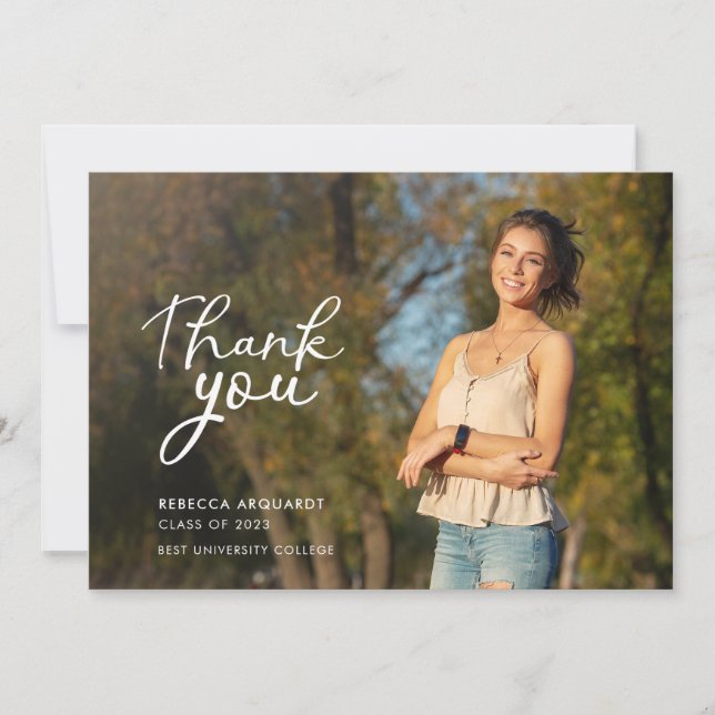 Modern Script Photo Graduation 2026 Thank You Invitation (Front)