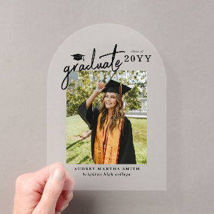 Modern Script Photo Graduation Announcement