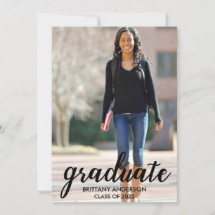 Modern Script Photo Graduation  Announcement