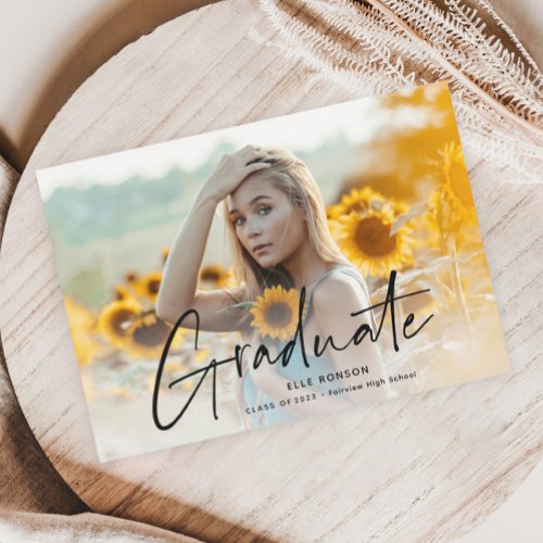 Modern Script Photo Graduation Announcement