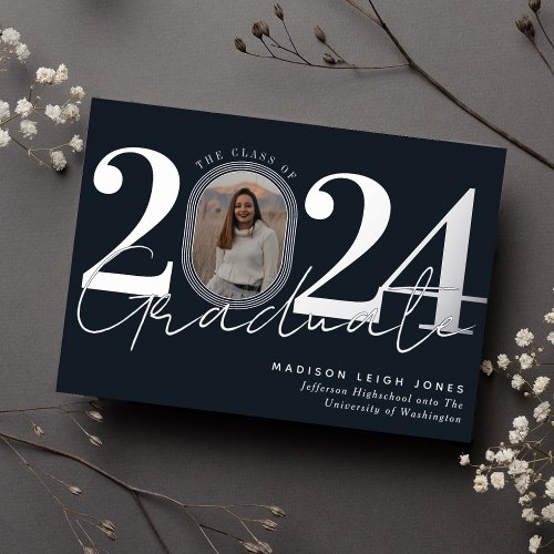 Modern Script Photo Graduation Announcement