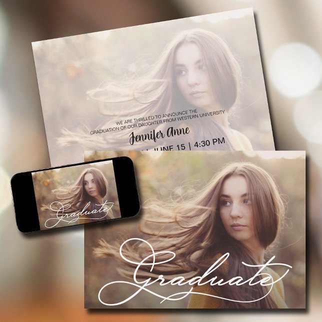 Modern Script Photo Graduation Announcement (Creator Uploaded)