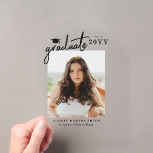 Modern Script Photo Graduation Announcement