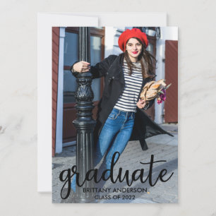 Modern Script Photo Graduation Announcement
