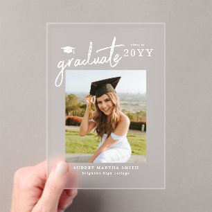 Modern Script Photo Graduation Announcement