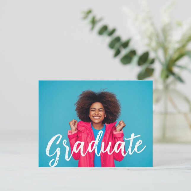 Modern Script Photo Graduation Announcement 