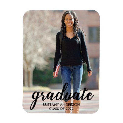 Modern Script Photo Graduation Announcement Magnet