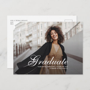 Modern Script Photo Graduation Announcement Postcard