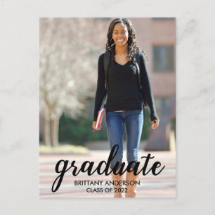Modern Script Photo Graduation Announcement Postcard