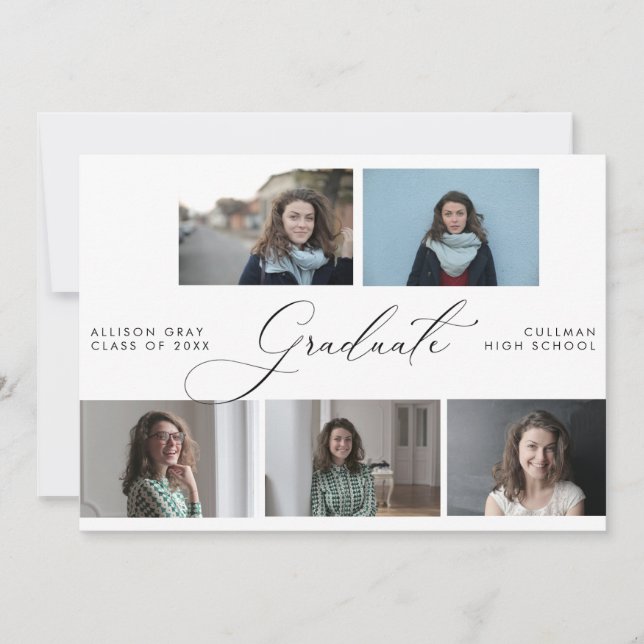 Modern Script Photo Graduation Card (Front)