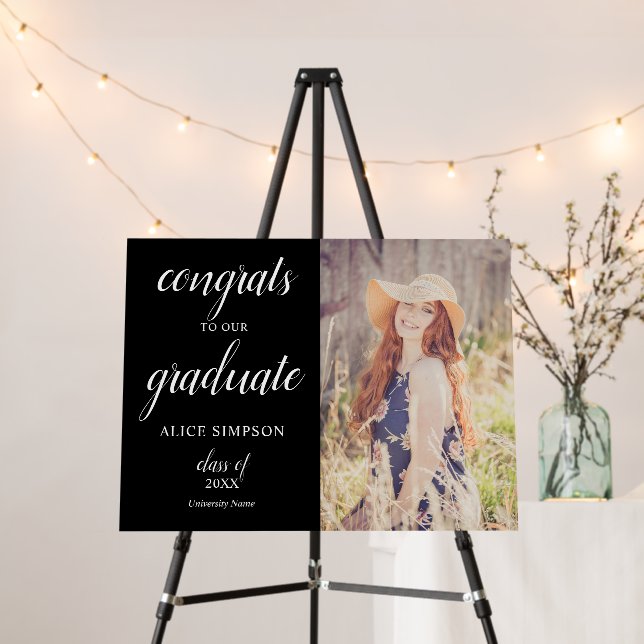Modern Script Photo Graduation Foam Board (In Situ (Stand))