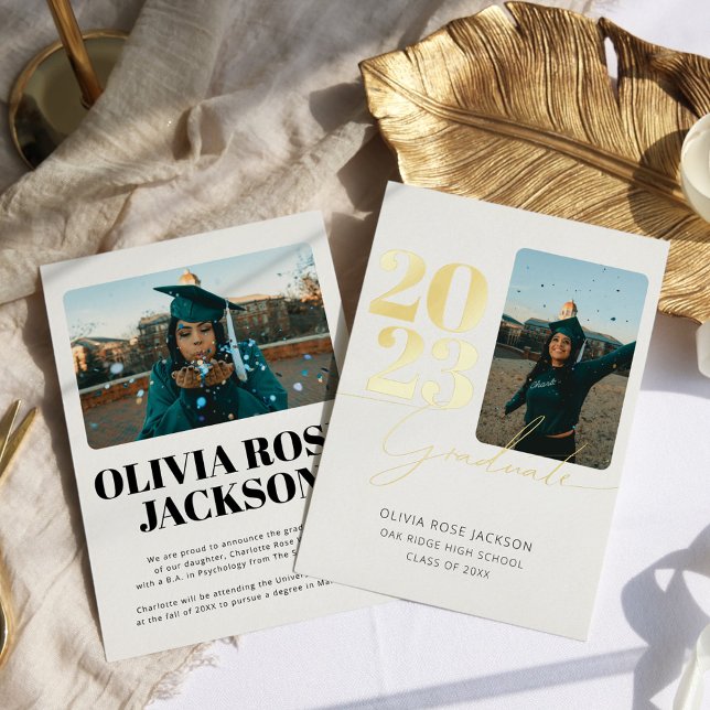 Modern Script & Photo Graduation Foil Card (Creator Uploaded)