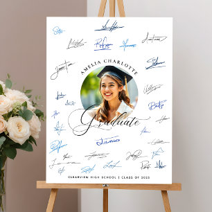 Modern Script Photo Graduation Guest Signature Foam Board