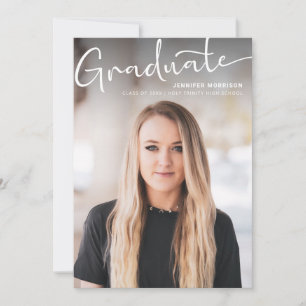 Modern Script Photo Graduation High School Senior Announcement