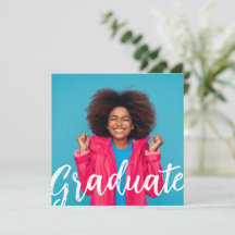 Modern Script Photo Graduation Invitation