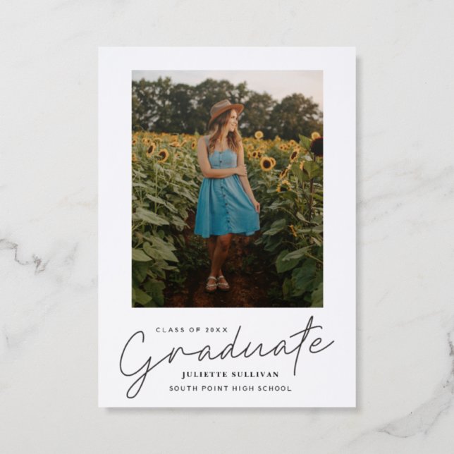 Modern Script Photo Graduation Invitation (Front)
