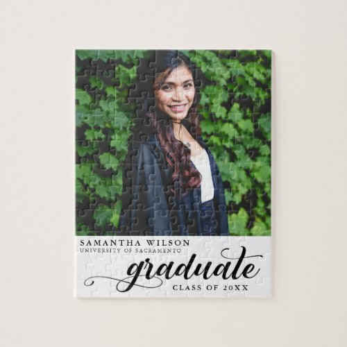 Modern Script Photo Graduation Jigsaw Puzzle