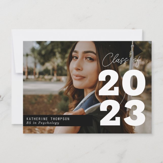 Modern Script Photo Graduation  Note Card (Front)