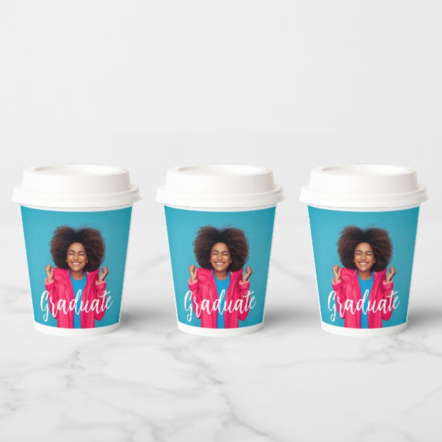 Modern Script Photo Graduation  Paper Cups (Multi)