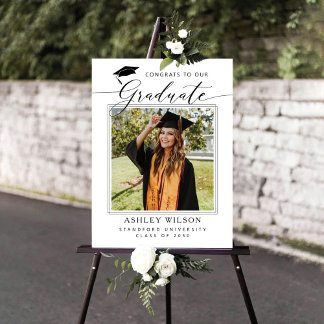 Modern Script Photo Graduation Party Foam Board