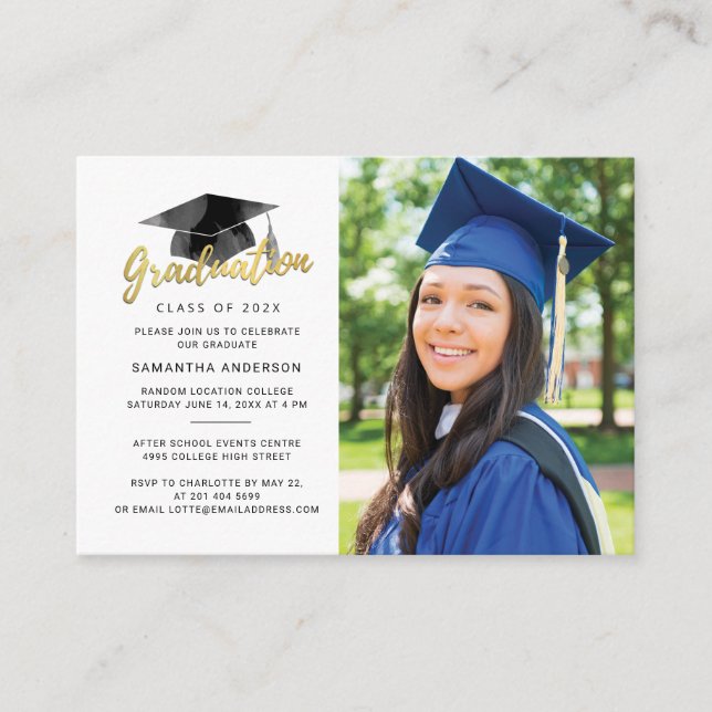 Modern Script Photo Graduation Party Invitation (Front)