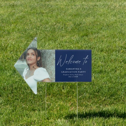 Modern Script Photo Graduation Party Welcome Sign