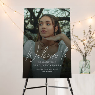 Modern Script Photo Graduation Party Welcome Sign
